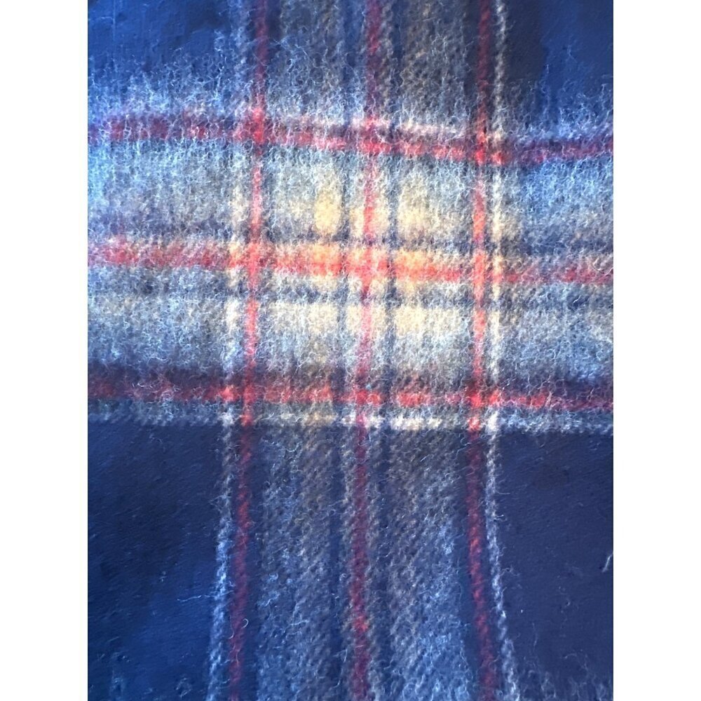 Vintage Wool Plaid Scarf With Fringe - Picture 3 of 3